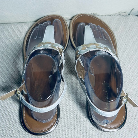 American Eagle Outfitters Silver Braided T-Strap Sandals - Picture 4 of 8
